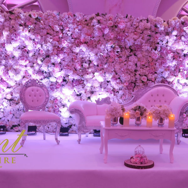 flower wall hire sofa stage