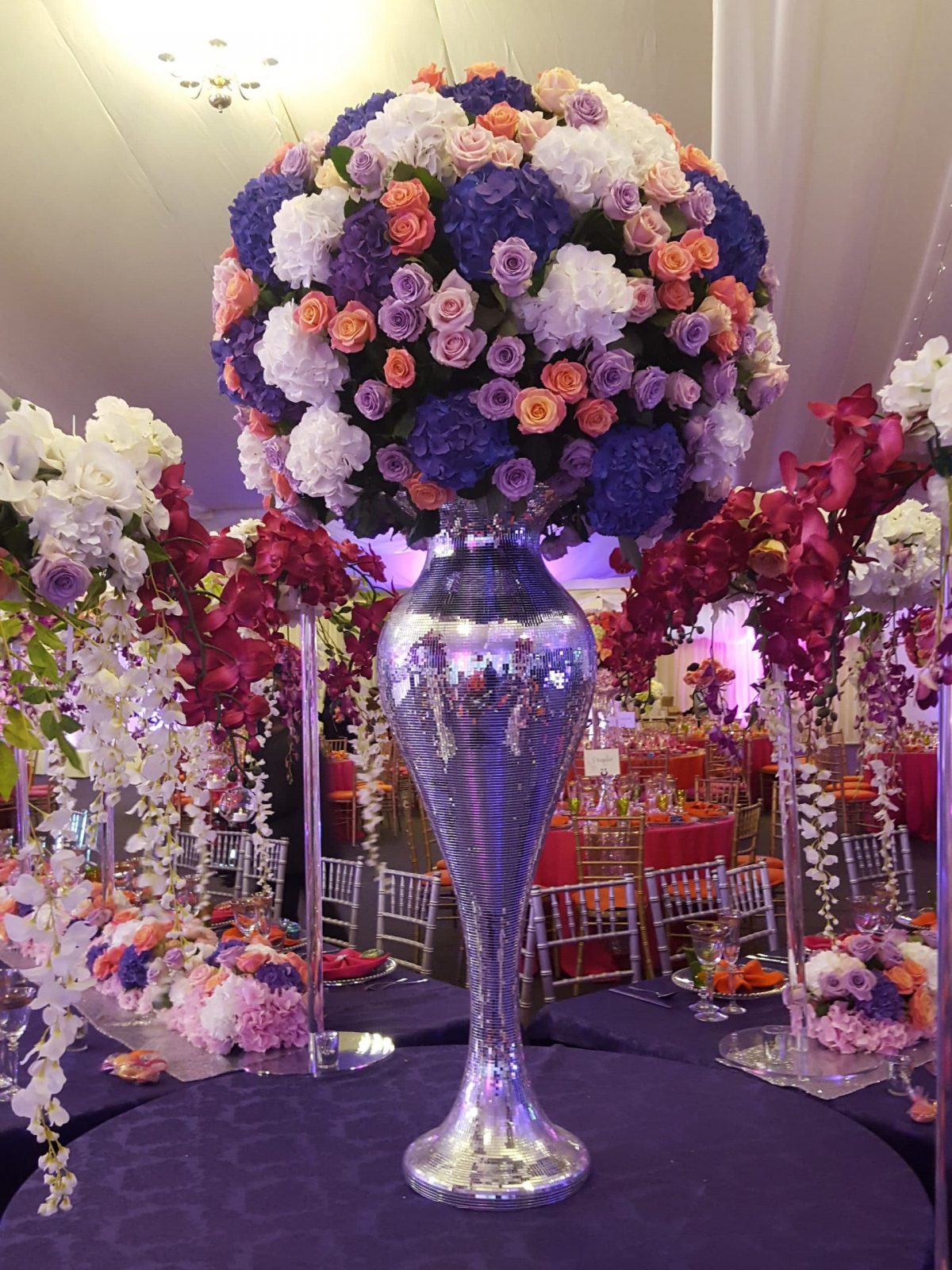 luxury sparkly vase flower silver