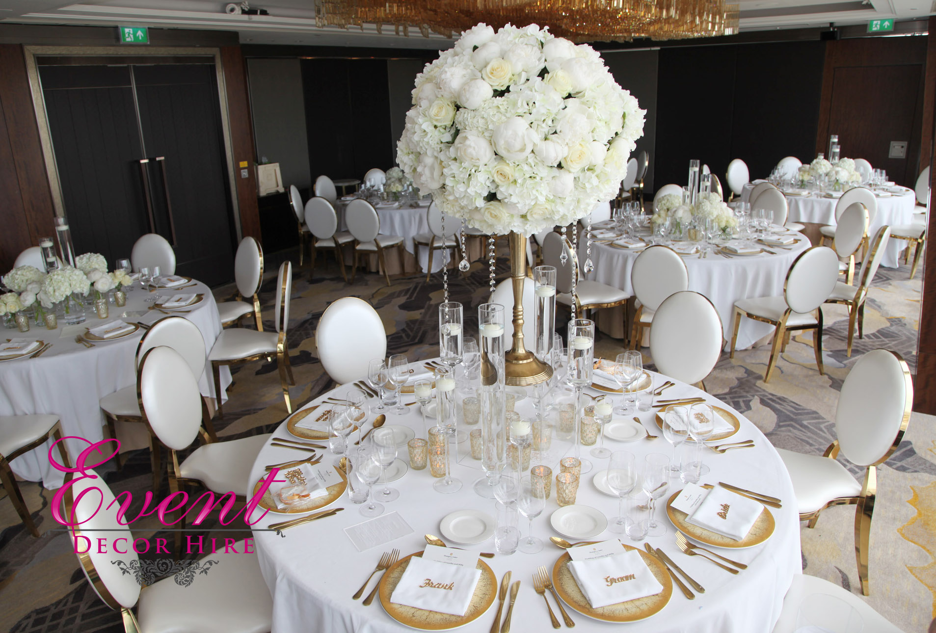 Gold Round Back Chairs - Event Decor Hire