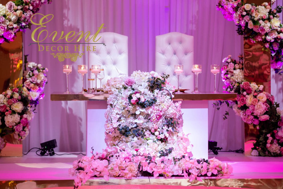 gold wedding table hire