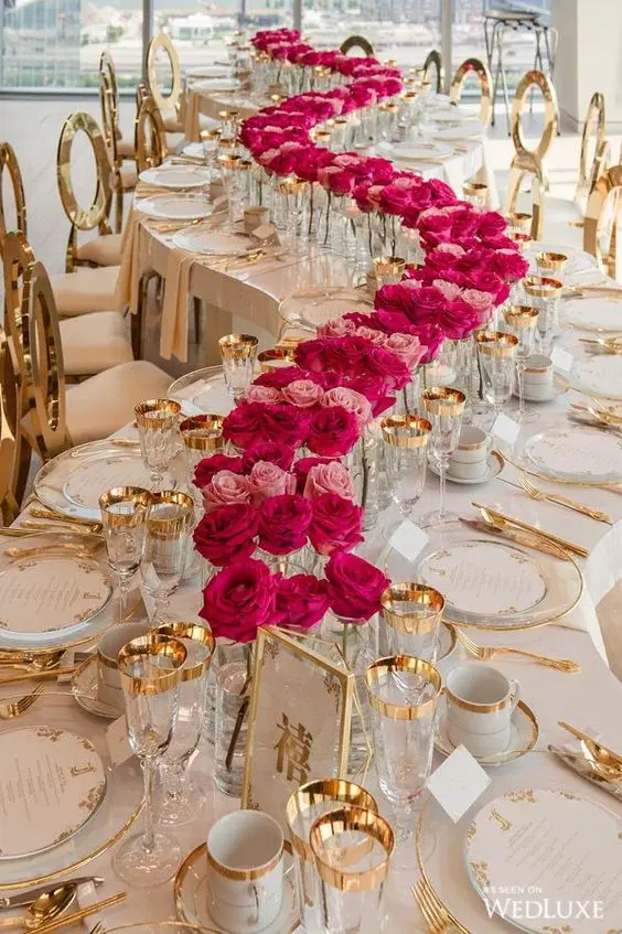 curved table flowers vip