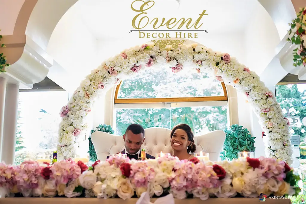 ivory and blush flower arch