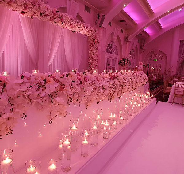 backdrop draping flowers wedding