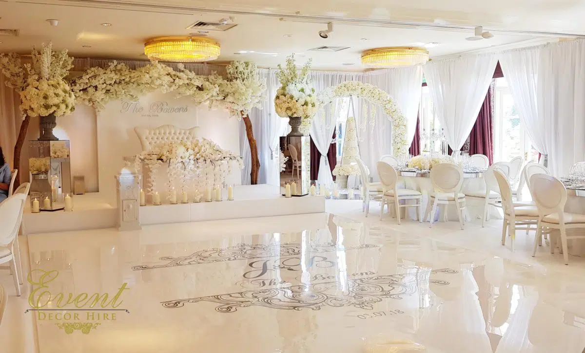 white carpet room wedding