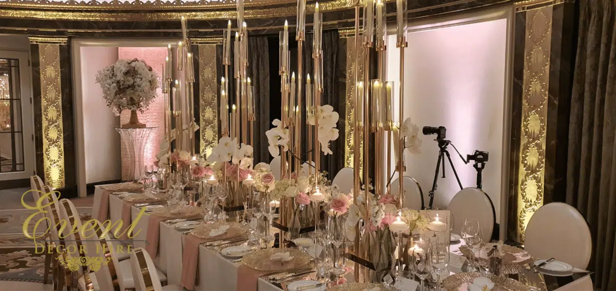 gold candle centrepiece wedding