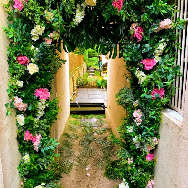 tropical flower arch